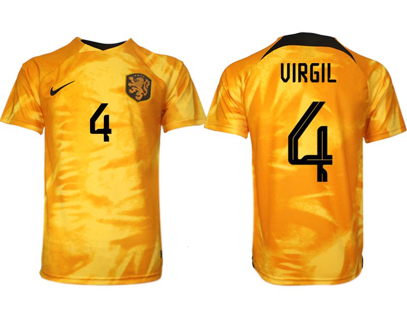 Cheap Men 2022 World Cup National Team Netherlands home aaa version yellow 4 Soccer Jersey